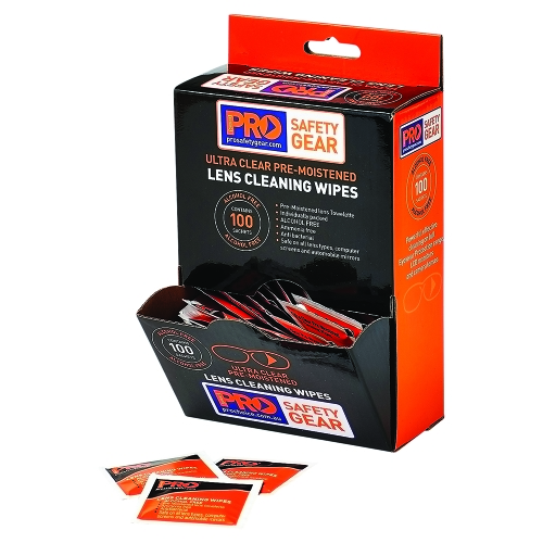 SAFETY GLASSES LENS CLEANING WIPES. BOX OF 100